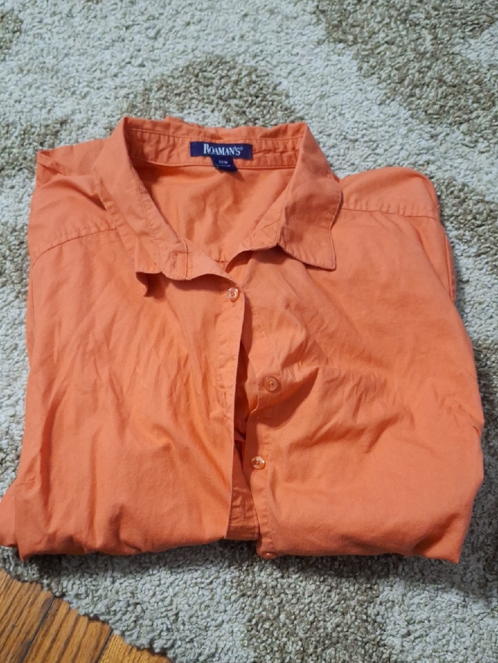 Roaman's Bright Orange Collared Button-Down